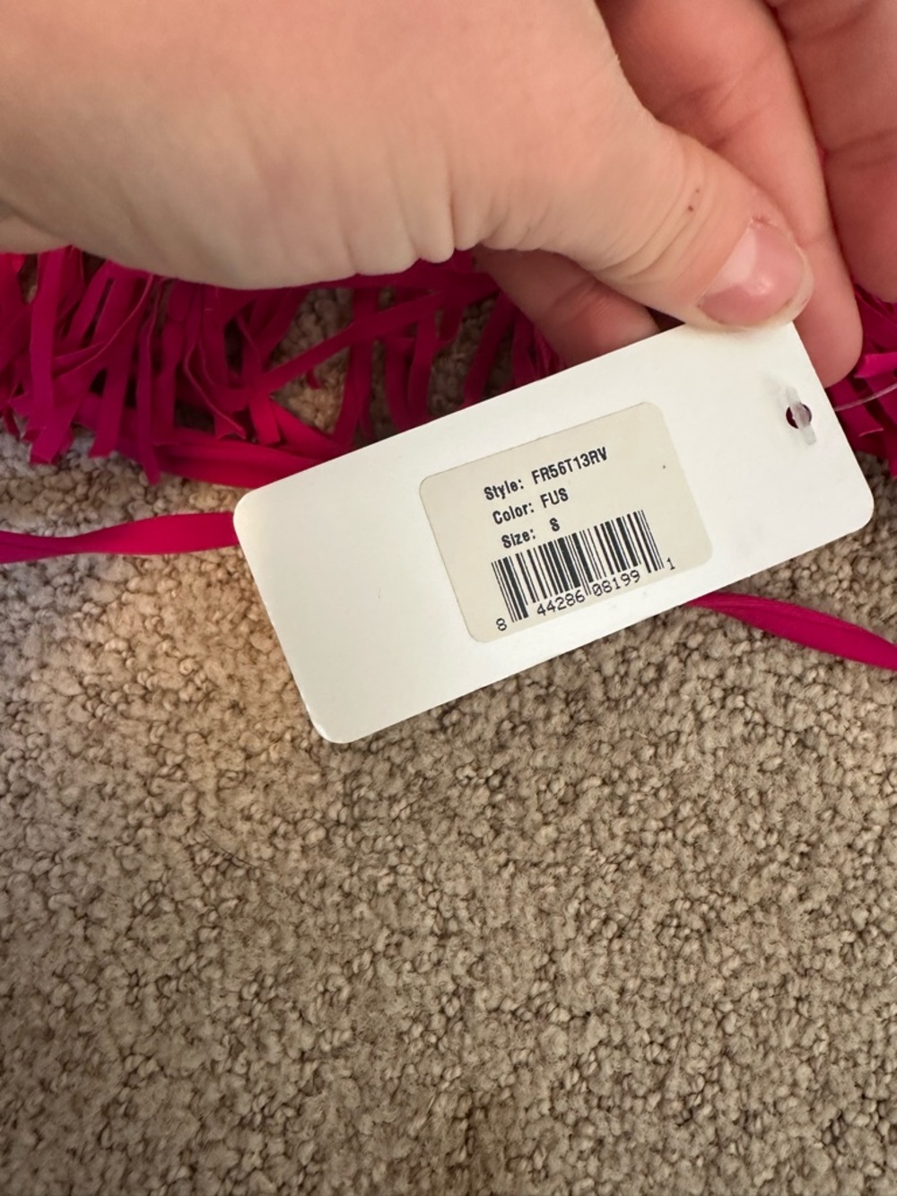 NWT L*Space Audrey fringe bikini top raspberry - Picture 3 of 4
